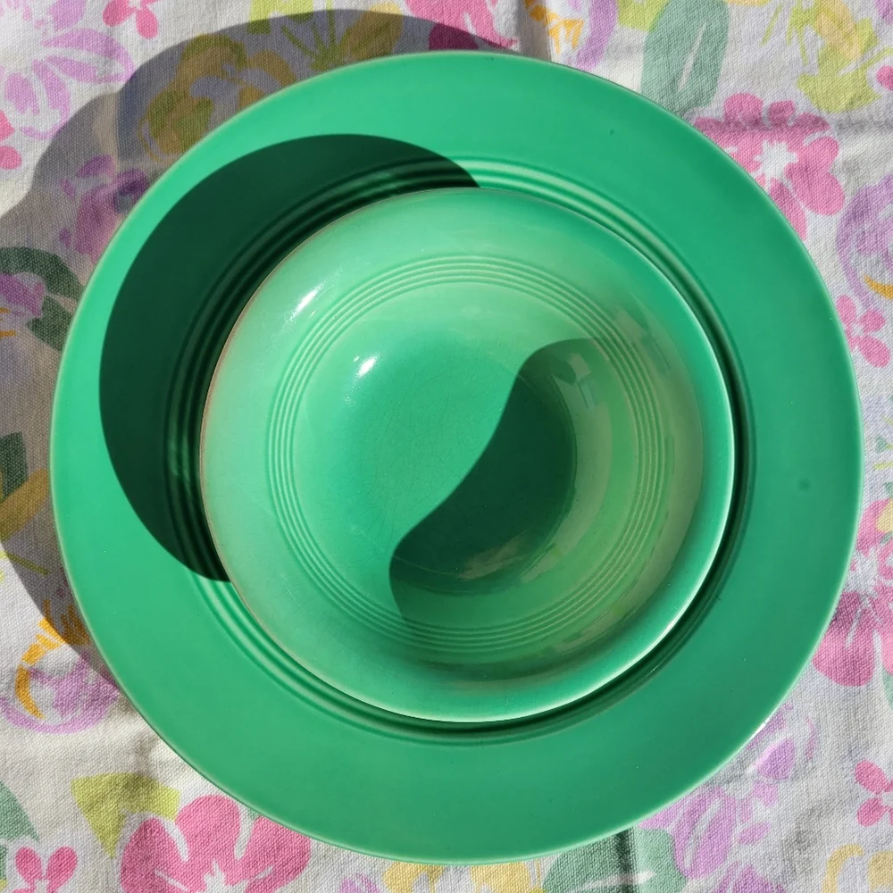Vintage Homer Laughlin Harlequin ~ Green Plate and Bowl ~ Pretty!